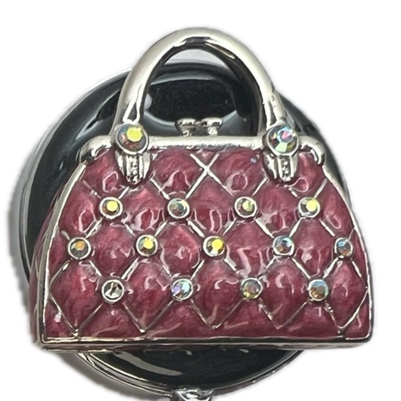 Purse Handbag Magnetic Table Side Portable Hook Crystal Flower Extension Bag - Picture 8 of 13